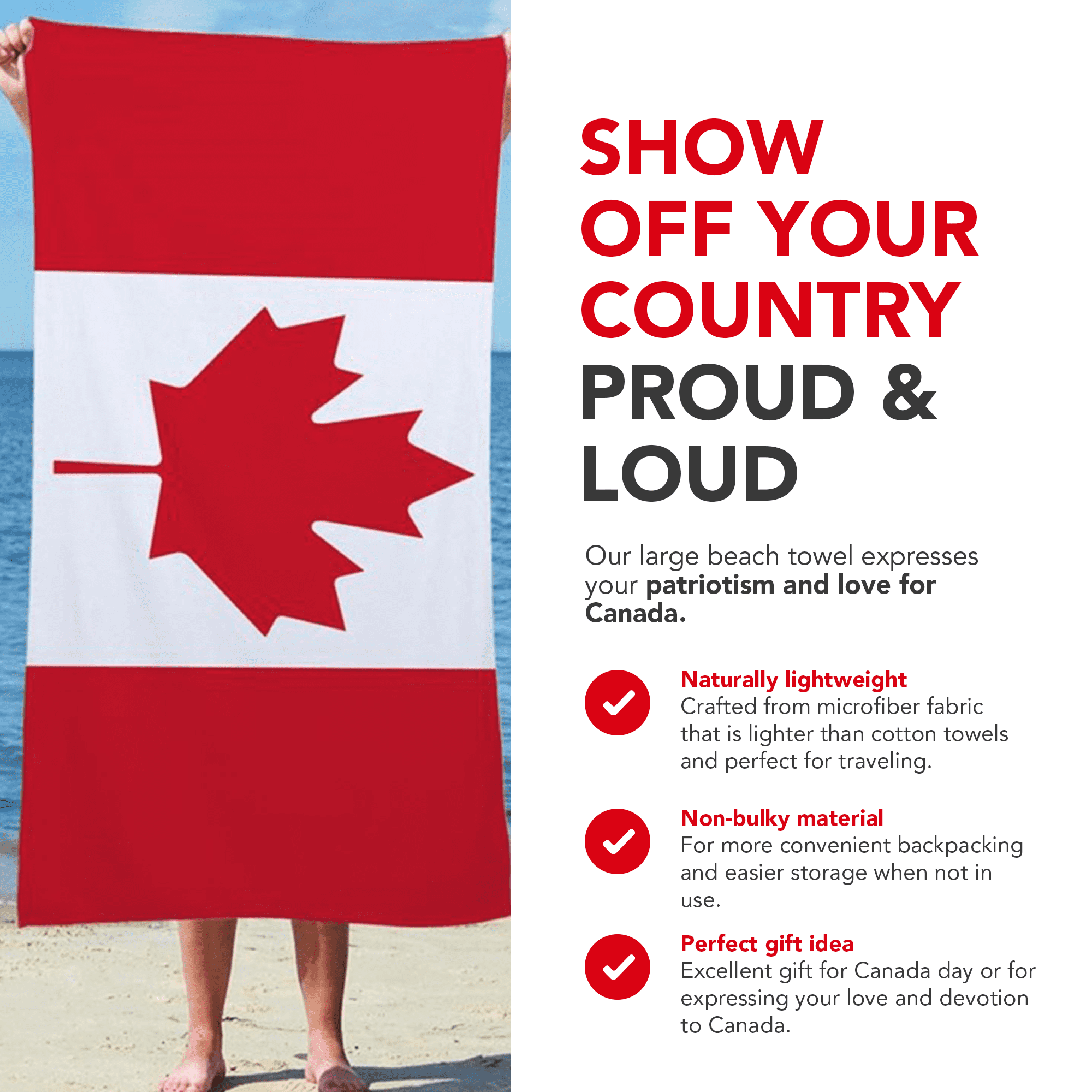 Canada Beach Towel 🇨🇦 | Microfiber Sand-Free Towel for Travel, Pool & Canada Day - Image 4
