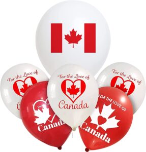 Canada Day balloons red white maple leaf balloons For the Love of Canada party balloons Canada decorations