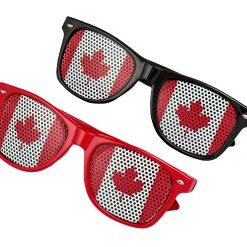 Canada Flag Sunglasses – UV400 Protection Red and White Canadian Pride Sunglasses. Perfect for Canada Day parties, parades, festivals, and patriotic celebrations.